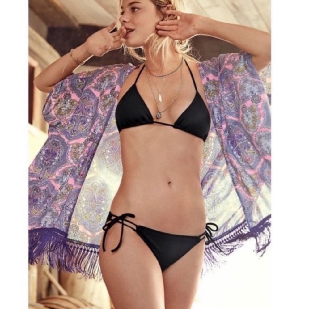 Victoria’s Secret beach boho kimono swim coverup with tassels cute pattern.